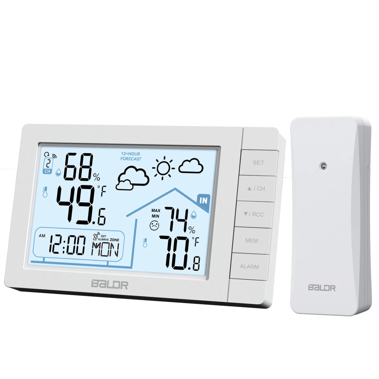 BALDR Weather Station Digital Thermometer Hygrometer Clock Small Weather Station Electronic Thermometer And Hygrometer With Temperature Humidity Time And Week Function