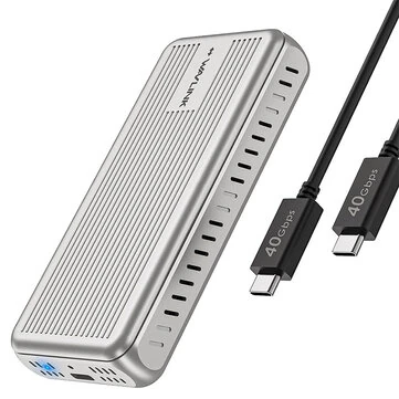WAVLINK USB4 40Gbps SSD Enclosure for M.2 PCIe NVMe PCIe SSD Thunderbolt4/3 Compatible 3800MB/s High Speed Data Transfer Aluminum Heat Sink SSD Case