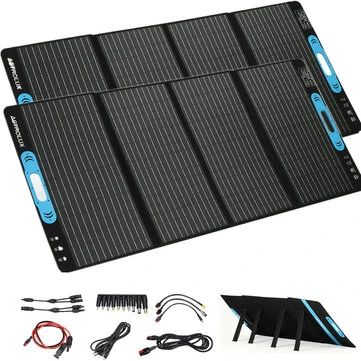 2pcs Astrolux® FSP200 18V 200W Foldable Solar Panel Portable Solar Battery Charger USB DC Multi-Output for Power Station Tablet Phones Camping Van RV