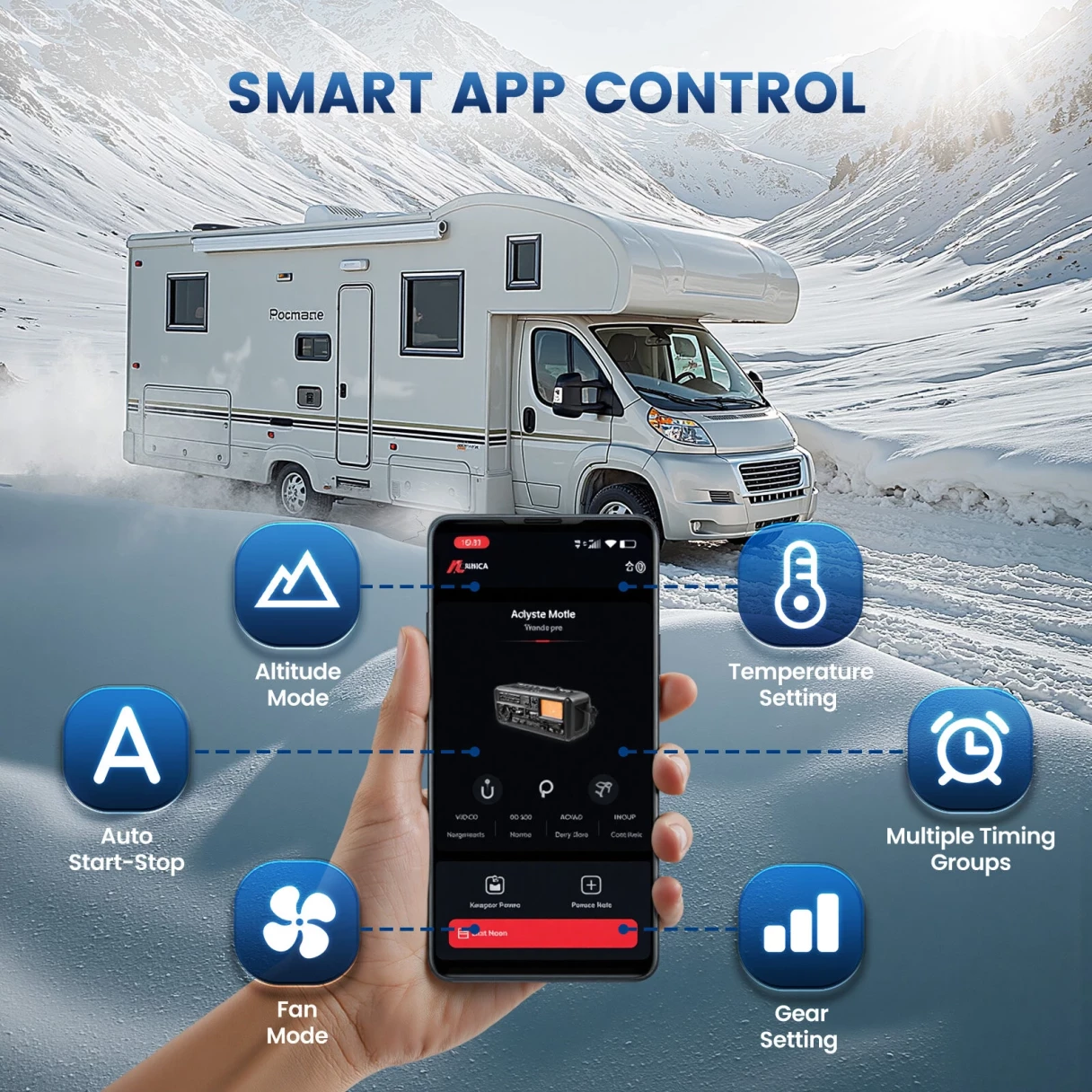 HCALORY HBS1S 8KW Diesel Heater Portable Diesel Air Heater with App Control 10-Temperature Settings 28% Boost in Burning Efficiency Auto Start-Stop and 110V AC 12V 24V DC for Car Campers