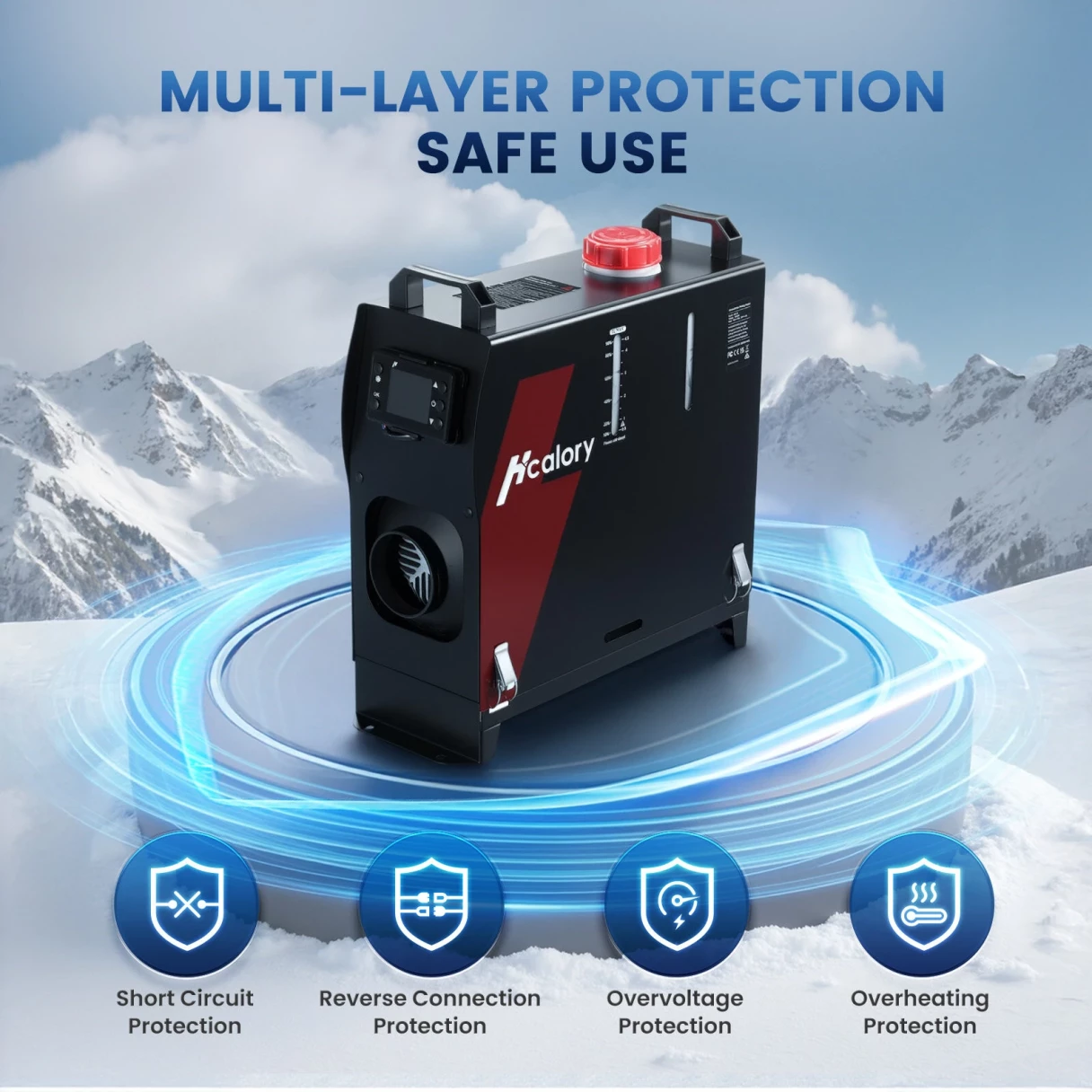 HCALORY HBS1S 8KW Diesel Heater Portable Diesel Air Heater with App Control 10-Temperature Settings 28% Boost in Burning Efficiency Auto Start-Stop and 110V AC 12V 24V DC for Car Campers