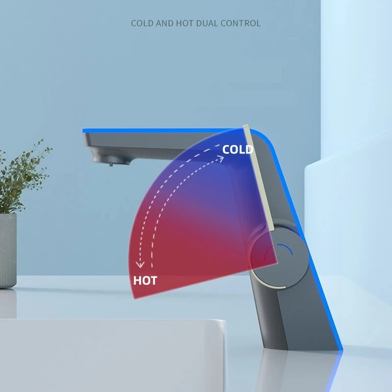 High-end G1/2 Digital Display Water Temperature Hot Cold Icicle Water Cooling Tropical Atmosphere Light Basin Faucet Toilet Bathroom Household Faucet Basin Mixer Tap