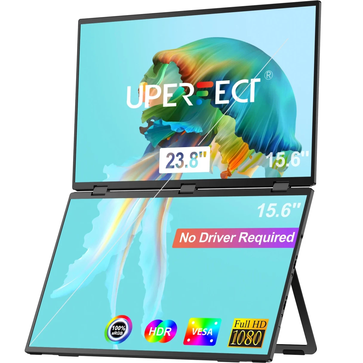 UPERFECT UStation Δ Delta 15.6 Inch Folding Dual Screen Portable Monitor for Laptop Screen Extender 1920x1080 Dual Display 360° Flip Down Screen Type-C/Mini HD Interface Display Screen