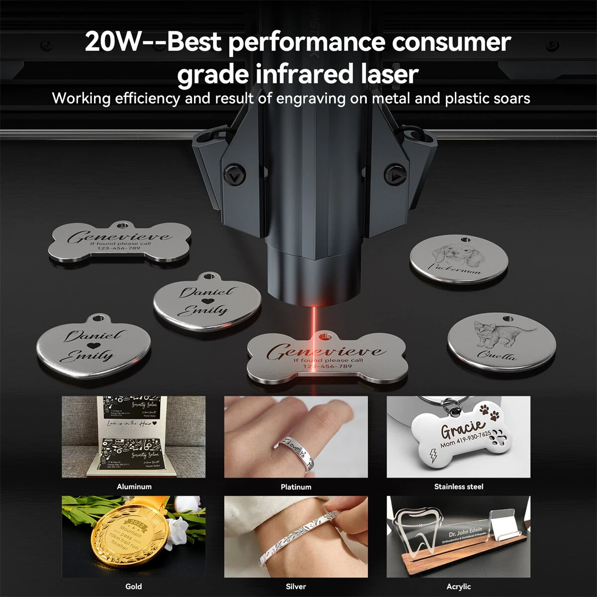 [EU Direct] Atomstack A20 PRO 1064nm 20W Infrared Laser Engraver Metal Cutter 410x400mm Engraving Area 400mm/s High Speed 0.01mm Precision Offline Control CNC Machine