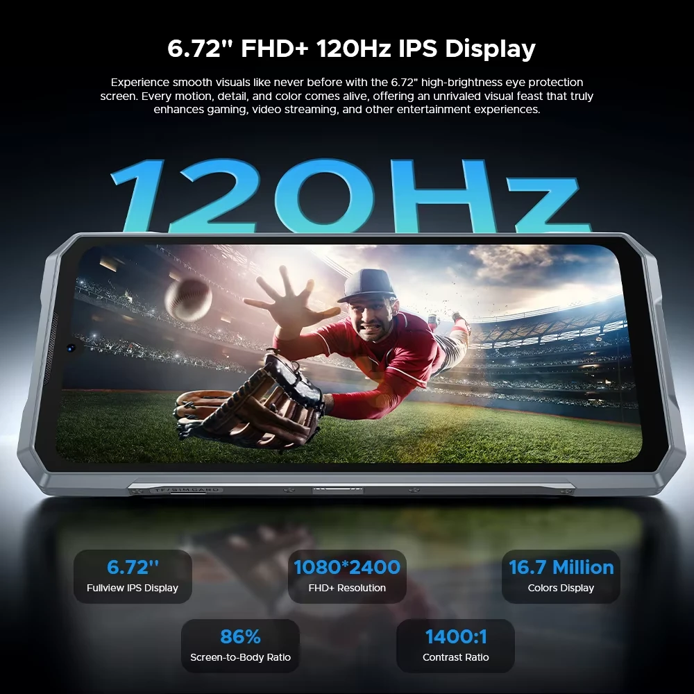 DOOGEE Blade GT Pro 5G LED light effect 32GB 512GB 100MP Triple Camera Dimensity 7025 6.72 inch 120Hz 5800mAh Android 14 NFC IP68 IP69K Waterproof Rugged Smartphone