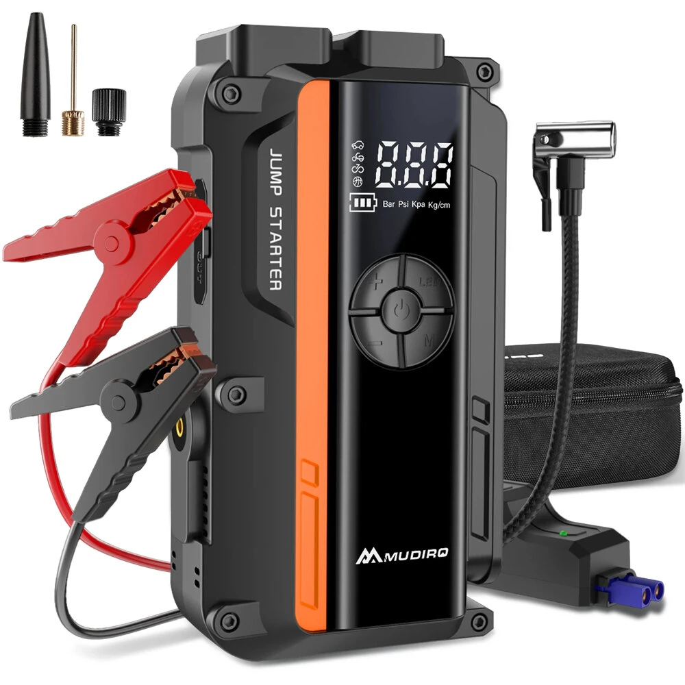 Mudiro M-JA1 Car Jump Starter with Air Compressor 4000A Peak 150PSI Tire Inflator 12V Portable Power Pack for Gas Diesel Engines