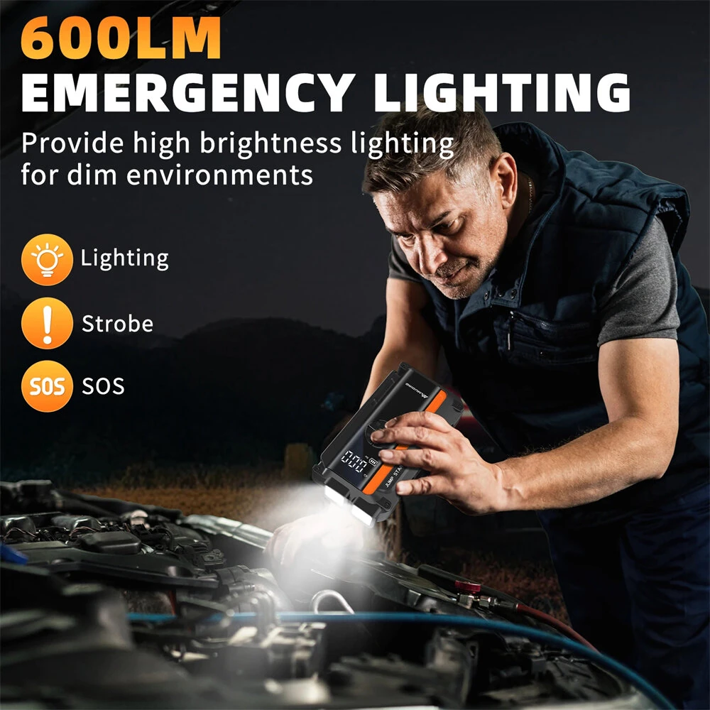 Mudiro M-JA1 Car Jump Starter with Air Compressor 4000A Peak 150PSI Tire Inflator 12V Portable Power Pack for Gas Diesel Engines