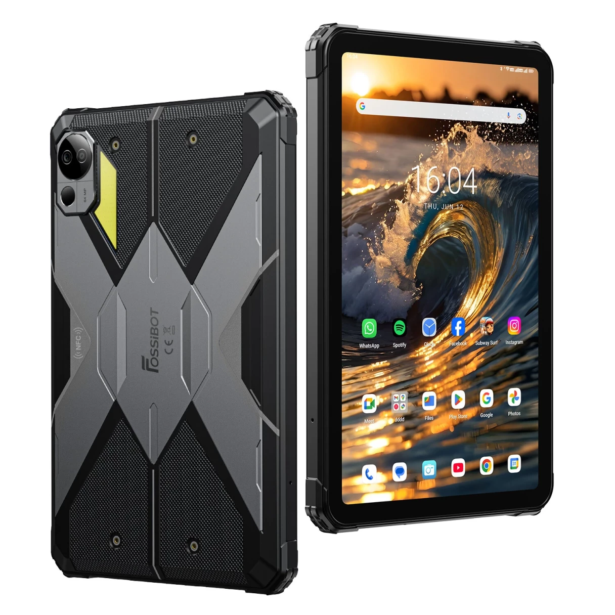 FOSSiBOT DT3 MediaTek Dimensity 7300 Octa Core 12GB RAM +20GB Virtual Memory 256GB ROM 5G LTE 10.4 Inch 2K Screen WIFI6 Android 15 21650mAh Battery 64MP+32MP Camera IP68 IP69K Rugged Tablet