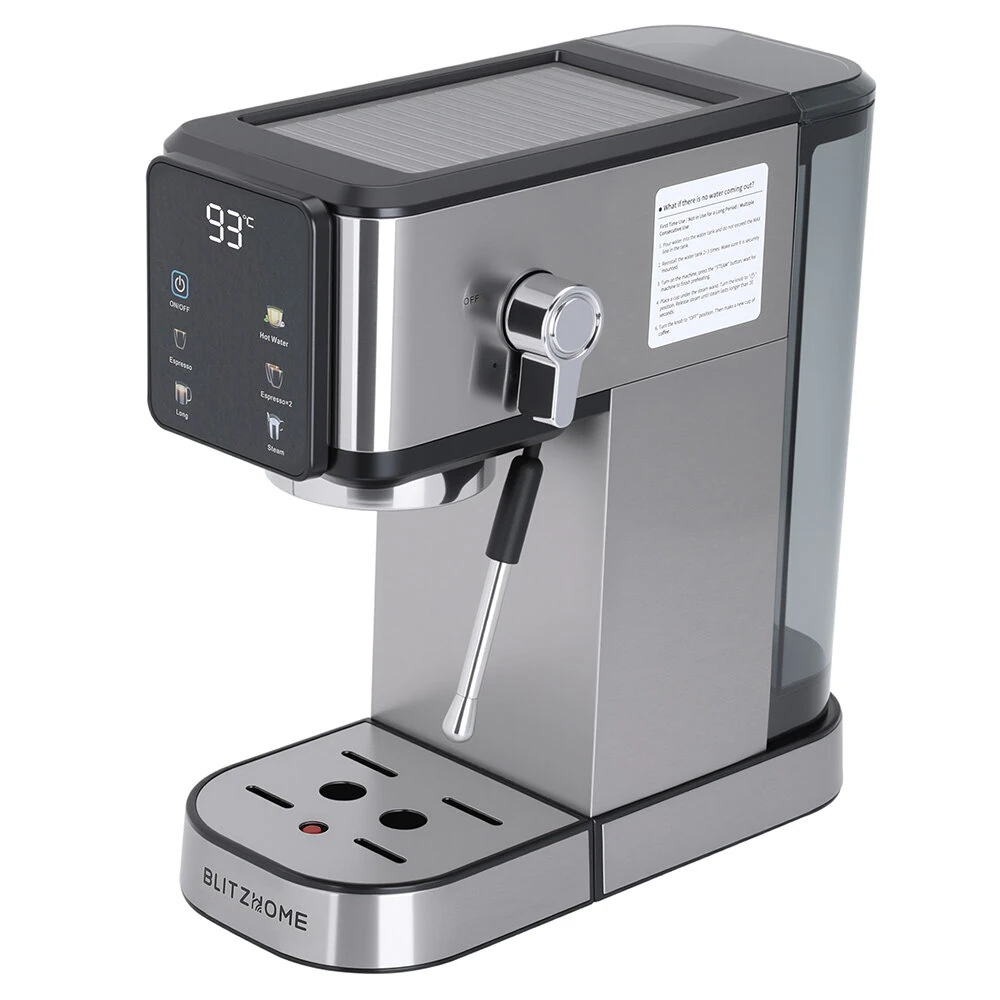 BlitzHome® CM5105 Semi-Automatic Espresso Coffee Machine 20Bar 1350W with Touchscreen Control Cup Warmer 1L Removable Water Tank
