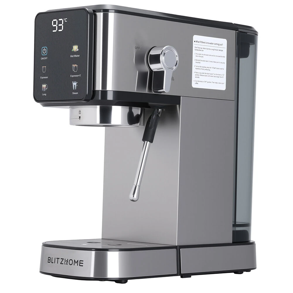 BlitzHome® CM5105 Semi-Automatic Espresso Coffee Machine 20Bar 1350W with Touchscreen Control Cup Warmer 1L Removable Water Tank