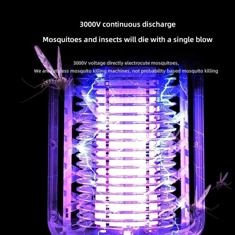 360° Electric Shock Mosquito Killer Lamp USB Charging Portable Household Electric Mosquito Killing Photocatalyst Outdoor Camping Dual Lighting Modes