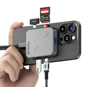 Hagibis TC100 Type-C Magnetic Docking Station with 10Gbps USB-A USB-C PD100W 4K/60Hz HD  3.5mm Audio SD/TF3.0 Card Reader Multi-ports Hubs Adapter