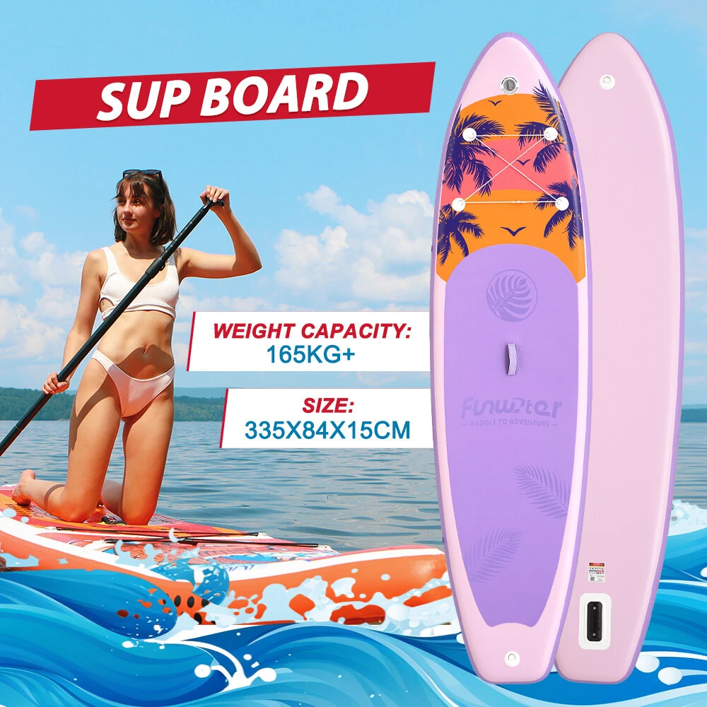 [EU Direct] FunWater 335*84*15CM Load 165KG+ Inflatable Stand Up Paddle Board Surfboard For Solor Adventure Fimaly Touring Unisex Adult Paddle Board SUPFW55A,SUPFW55B,SUPFW55C