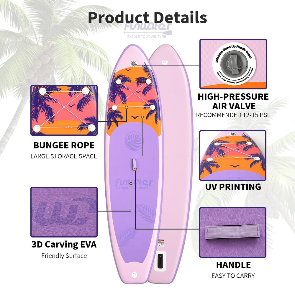 [EU Direct] FunWater 335*84*15CM Load 165KG+ Inflatable Stand Up Paddle Board Surfboard For Solor Adventure Fimaly Touring Unisex Adult Paddle Board SUPFW55A,SUPFW55B,SUPFW55C