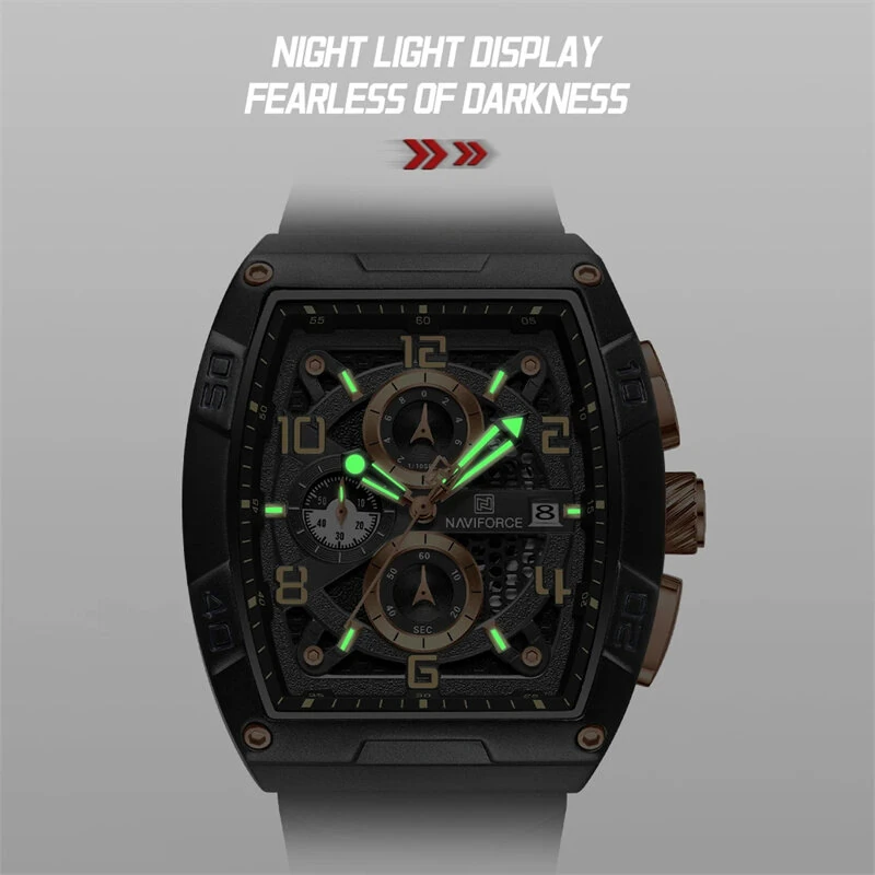 NAVIFORCE Men Watches Waterproof Large Dia Quartz Watch Multi-function Chronograph Sport Watch Fashion Wristwatch