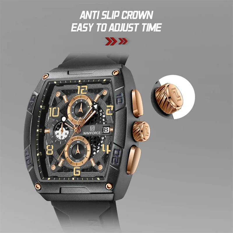 NAVIFORCE Men Watches Waterproof Large Dia Quartz Watch Multi-function Chronograph Sport Watch Fashion Wristwatch