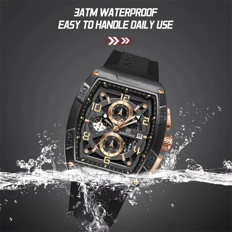 NAVIFORCE Men Watches Waterproof Large Dia Quartz Watch Multi-function Chronograph Sport Watch Fashion Wristwatch