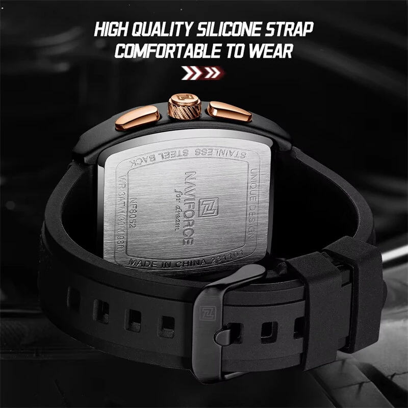NAVIFORCE Men Watches Waterproof Large Dia Quartz Watch Multi-function Chronograph Sport Watch Fashion Wristwatch