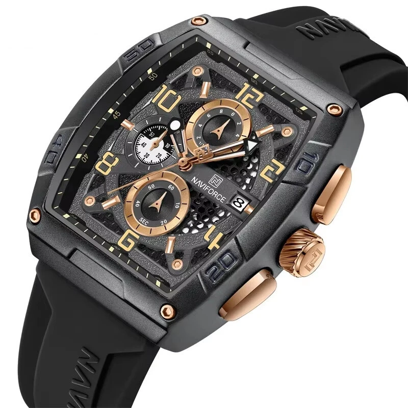NAVIFORCE Men Watches Waterproof Large Dia Quartz Watch Multi-function Chronograph Sport Watch Fashion Wristwatch