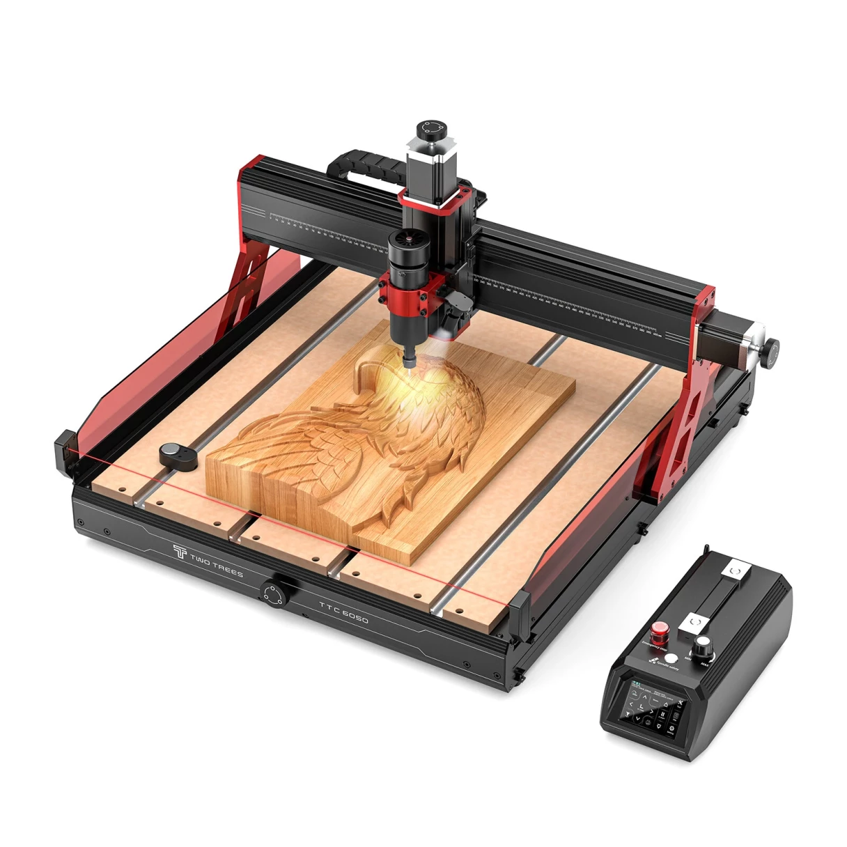 [EU Direct]TWO TREES TTC6050 CNC Router Engraving Machine 500W Spindle Motor 4-aixs 5000mm/min High Speed Woodworking Laser Engraver for Cutting Acrylic Carbon Fiber Aluminum Copper Stainless Steel