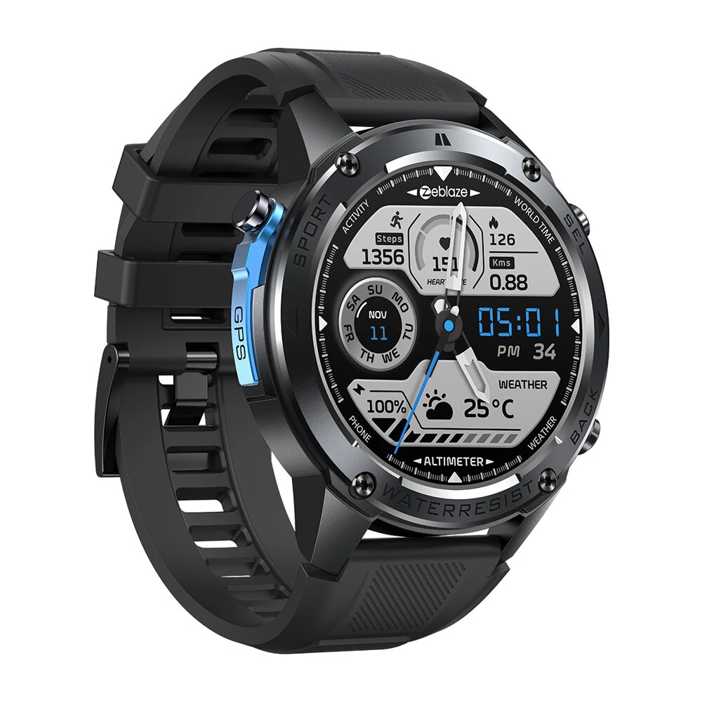 [World Premiere]Zeblaze Stratos 2 Ultra 1.43 HD AMOLED GPS 10 ATM Waterproof Barometric Altimeter Compass 60 days Battery Life GPS Dual-band GNSS 6 SatellitePositioning System Health Management Ultimate Outdoor Smart Watch