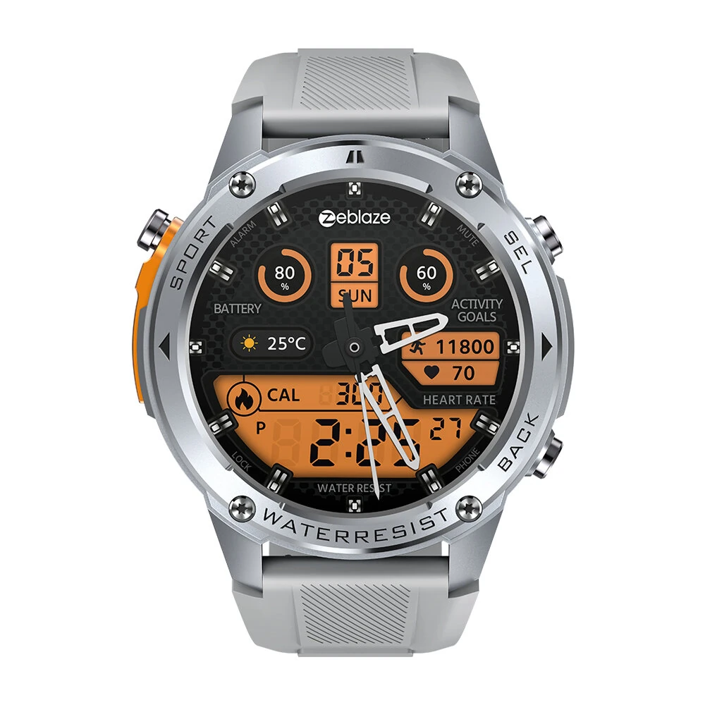 [World Premiere]Zeblaze Stratos 2 Ultra 1.43 HD AMOLED GPS 10 ATM Waterproof Barometric Altimeter Compass 60 days Battery Life GPS Dual-band GNSS 6 SatellitePositioning System Health Management Ultimate Outdoor Smart Watch