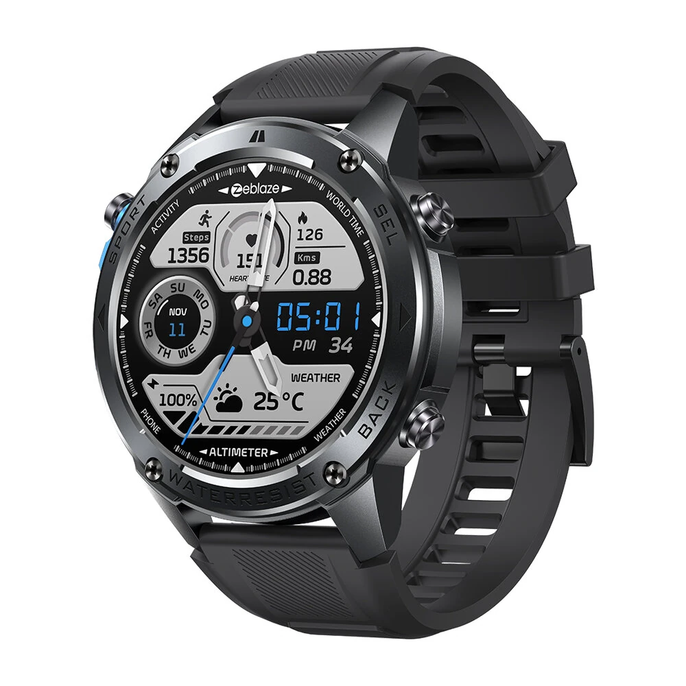 [World Premiere]Zeblaze Stratos 2 Ultra 1.43 HD AMOLED GPS 10 ATM Waterproof Barometric Altimeter Compass 60 days Battery Life GPS Dual-band GNSS 6 SatellitePositioning System Health Management Ultimate Outdoor Smart Watch