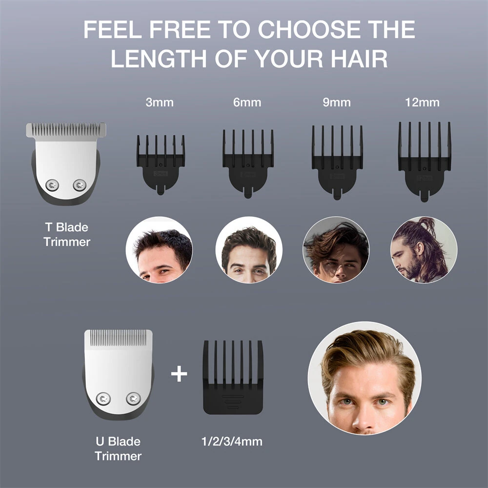 [EU Direct] MOOSOO RS1901 6-in-1 Multi-Grooming Kit for Men Electric Shaver Hair Trimmer Beard Trimmer & Nose Hair Trimmer Body Groomer IPX7 Waterproof LCD Display