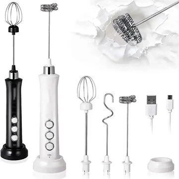 1200mAh Handheld Electric Egg Beater Coffee Milk Frother 3 Speeds Cordless Rechargeable Electric Milk Frother Handheld Foam Maker for Cappuccino Hot Chocolate