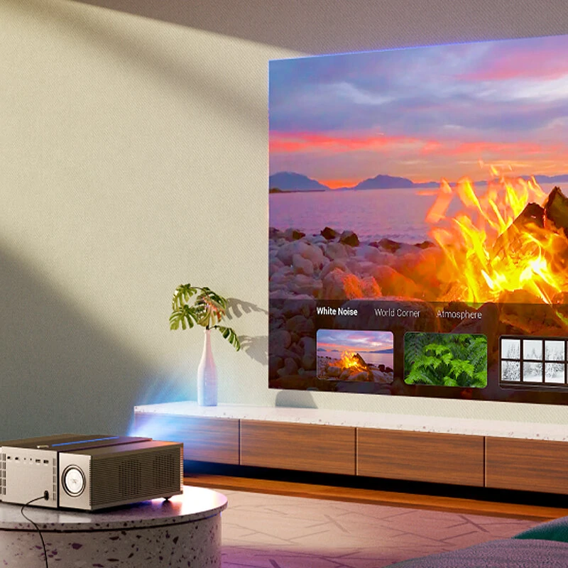 [EU Direct] Ultimea Apollo P60 LCD Smart Projector 900 ANSI Lumens 4K Supported Video Portable Projector with Dual Bass Speakers WiFi6+BT HDR10 Auto Algorithm Home Theater