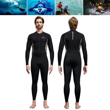 DIVE&SAIL Men Full Body Dive Skins Wetsuit UPF50+ Sun Protection Quick-drying One-piece Long Sleeve Diving Top Pant Front Zip High Elastic Thin Snorkeling Clothes for Surfing Swimming