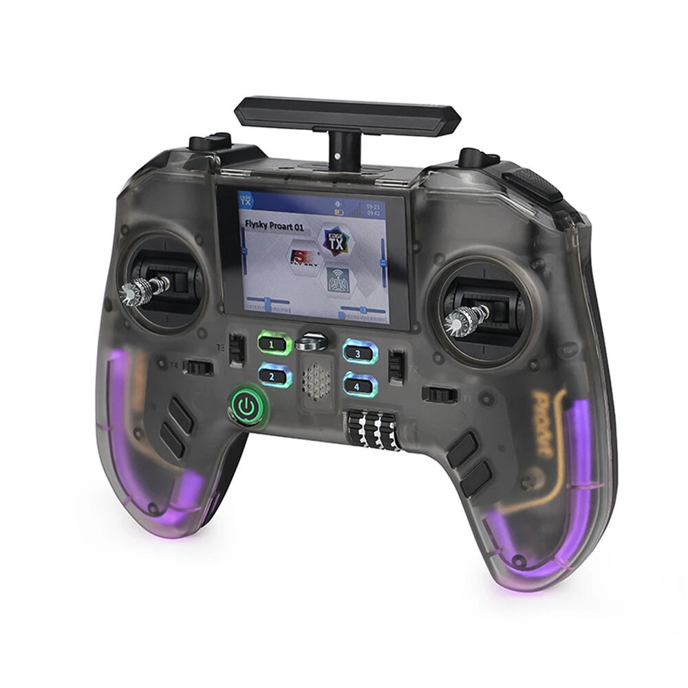 Flysky ProArt PA01 2.4GHz 18CH AFHDS 3/ELRS Built-in 500mW Hall Gimbal EdgeTX Raido Controller 2.4-Inch Full-view Color IPS Display for FPV Drone RC Car Boat Airplane