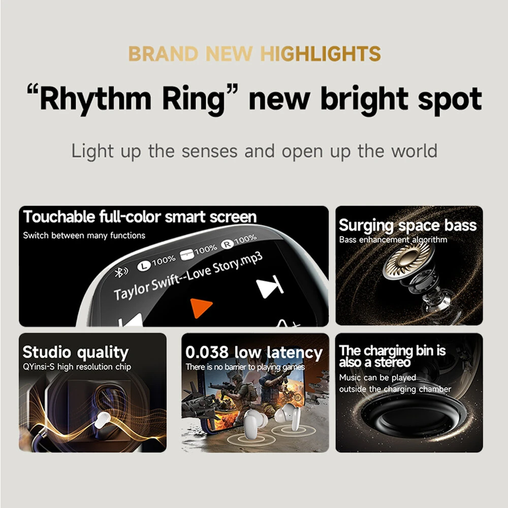 BlitzWolf® BW-FYE16 Plus LED Screen TWS Earbuds bluetooth Earphone Colorful Touch Screen Active Noise Cancelling with Speaker Support TF Card Wireless Headphones