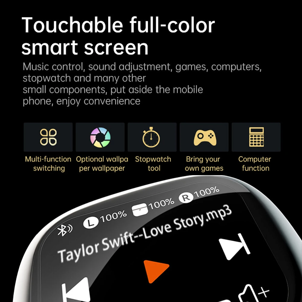 BlitzWolf® BW-FYE16 Plus LED Screen TWS Earbuds bluetooth Earphone Colorful Touch Screen Active Noise Cancelling with Speaker Support TF Card Wireless Headphones