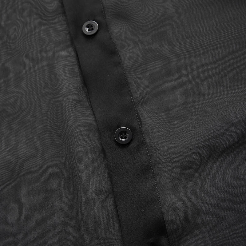 Mens Fashion Single Breasted Pure Color Long Sleeve Casual Shirts