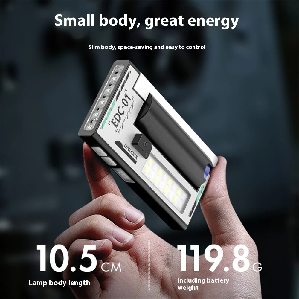 5-LED Magnetic Portable Flashlight With 21700 Battery USB Rechargeable with Digital Display, Red & Blue Warning Lights, Outdoor EDC Work Inspection Lamp