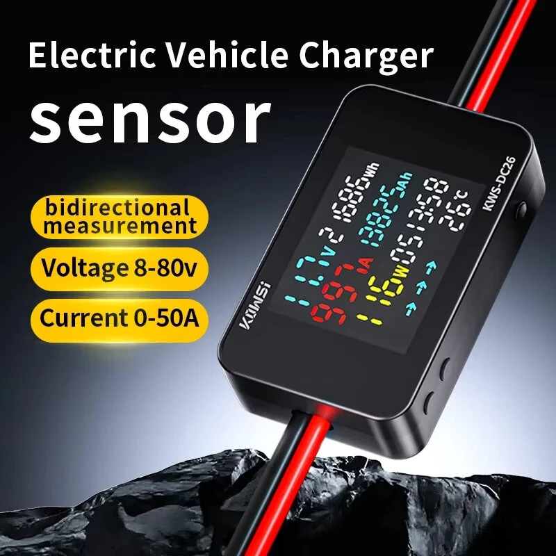 KEWEISI KWS-DC26 Battery Charger Tester Power Meter Voltmeter Ammeter DC 8-80V 50A LCD Screen Overvoltage Overcurrent Warning XT60 XT90 Anderson Connector Solar Electric Vehicle Motorcycle