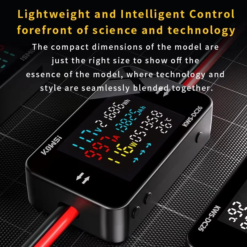 KEWEISI KWS-DC26 Battery Charger Tester Power Meter Voltmeter Ammeter DC 8-80V 50A LCD Screen Overvoltage Overcurrent Warning XT60 XT90 Anderson Connector Solar Electric Vehicle Motorcycle