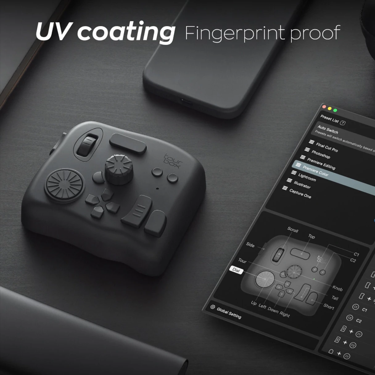 TourBox Elite Upgraded Bluetooth Controller for Photo Video Editing Color Grading Ilustration for Adobe Photoshop Lightroom Premiere Illustrator for Davinci Resolve After Effects Final Cut Pro Keyboard