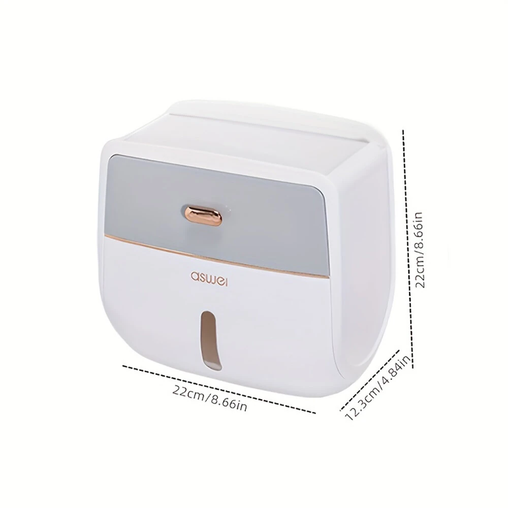 Bathroom Organizer Shelf Wall Mount Toilet Paper Holder Large Capacity Wall-mounted Double-layer Toilet Paper Holder No Drilling Installation Waterproof Paper Towel Storage Box Suitable for Bathroom Organization