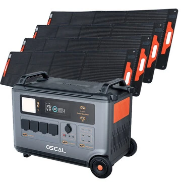 [EU Direct] Blackview OSCAL PowerMax 3600 Portable Power Station with 4*200W Solar Panel, 3600Wh LiFePO4 Solar Generator for Home Use, Outdoor Camping, RV Trip, PM200 PRO