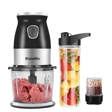 [EU Direct]  BioloMix 3 in 1 BPA FREE 500W Portable Personal Blender Mixer Food Processor With Chopper Bowl 600ml Juicer Bottle Meat Grinder Baby Food Maker