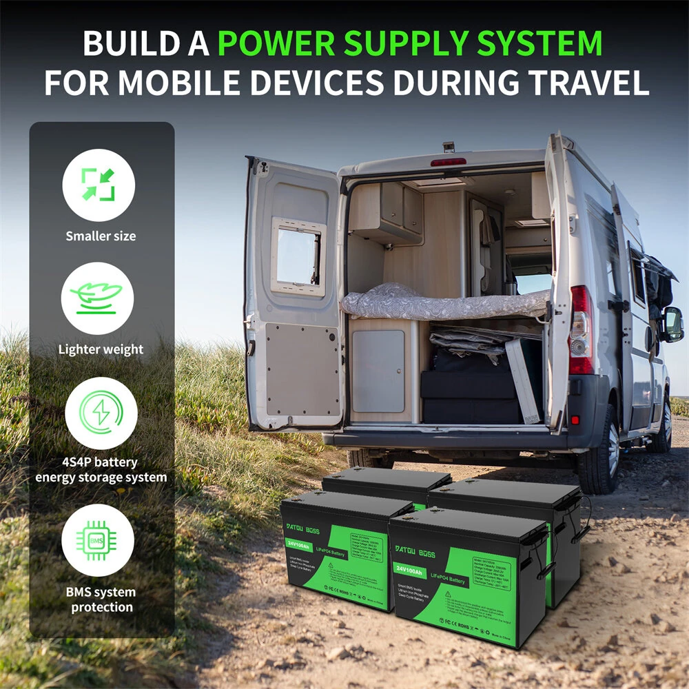 [EU Direct] DATOUBOSS LiFePO4 Battery 24V 48V 100Ah 2560Wh/5120Wh with Upgraded BMS 100A Max Depth Cycle 8000 Cycles Support Series/Parallel for RV Solar Panel Marine Home