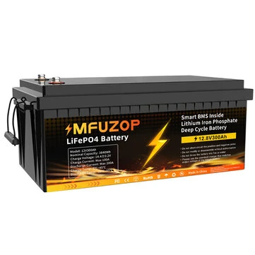 [EU Direct] MFUZOP 12V 300Ah Portable Rechargeable LiFePO4 Battery 3840Wh Built in Smart BMS Deep Cycle 5000+ for RV Solar  System