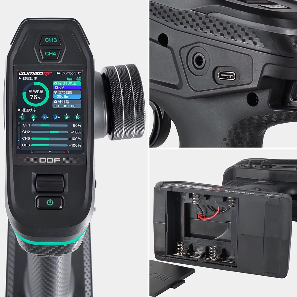 DumboRC DDF-350 2.4GHz 10CH HD LCD Screen Digital Radio Transmitter with P10F/P10FG/P4FM/P4FMG/P6DC/P6DCG Receiver For RC Airplane Car Boat Tank