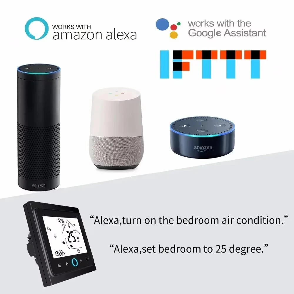 MoesHouse Tuya Zigbe Water/Electric Floor Heating/Gas Boiler Thermostat Touch Panel Smart Home Temperature Controller Voice Control with Alexa Google Assistant