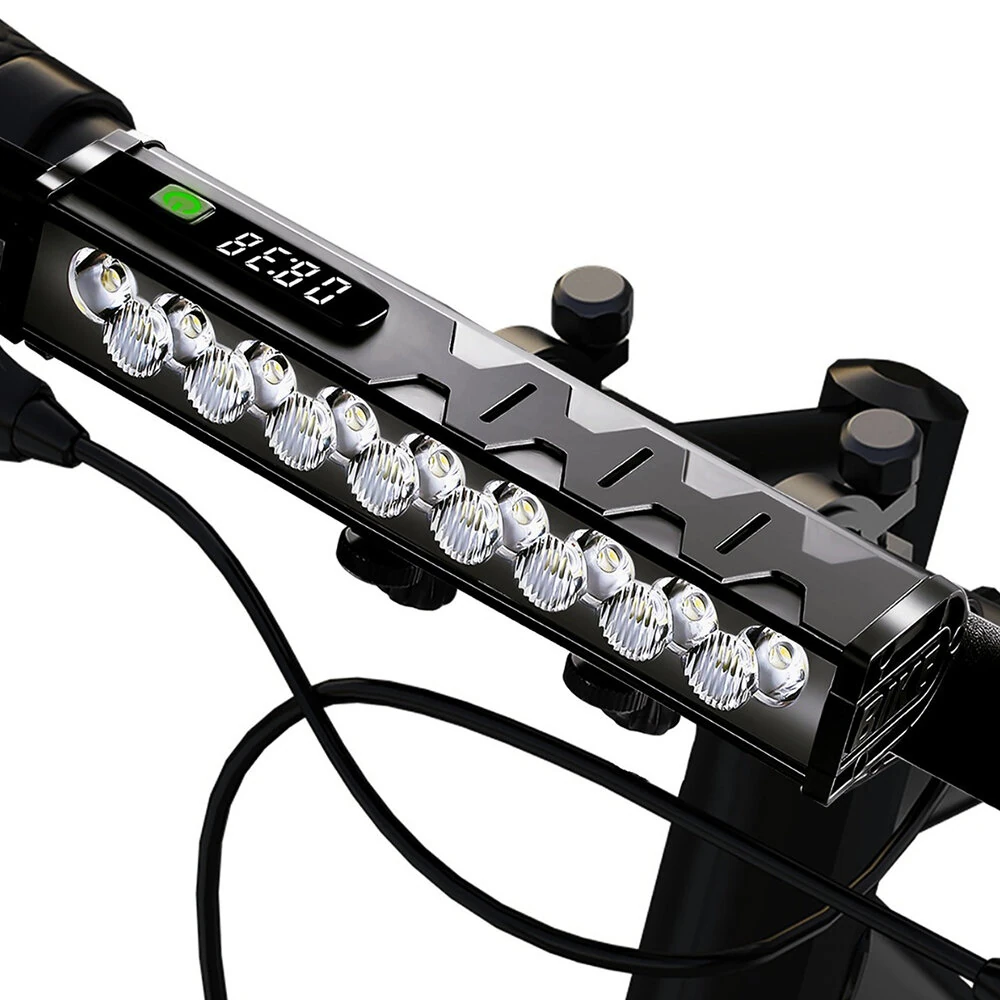 BIKIGHT 5000Lm Super Brightness Bike Headlight 17 LED Lamp Bead Waterproof 4 Light Modes Type-C Fast Charge Aluminum Alloy Bicycle Front Light with Digital Display