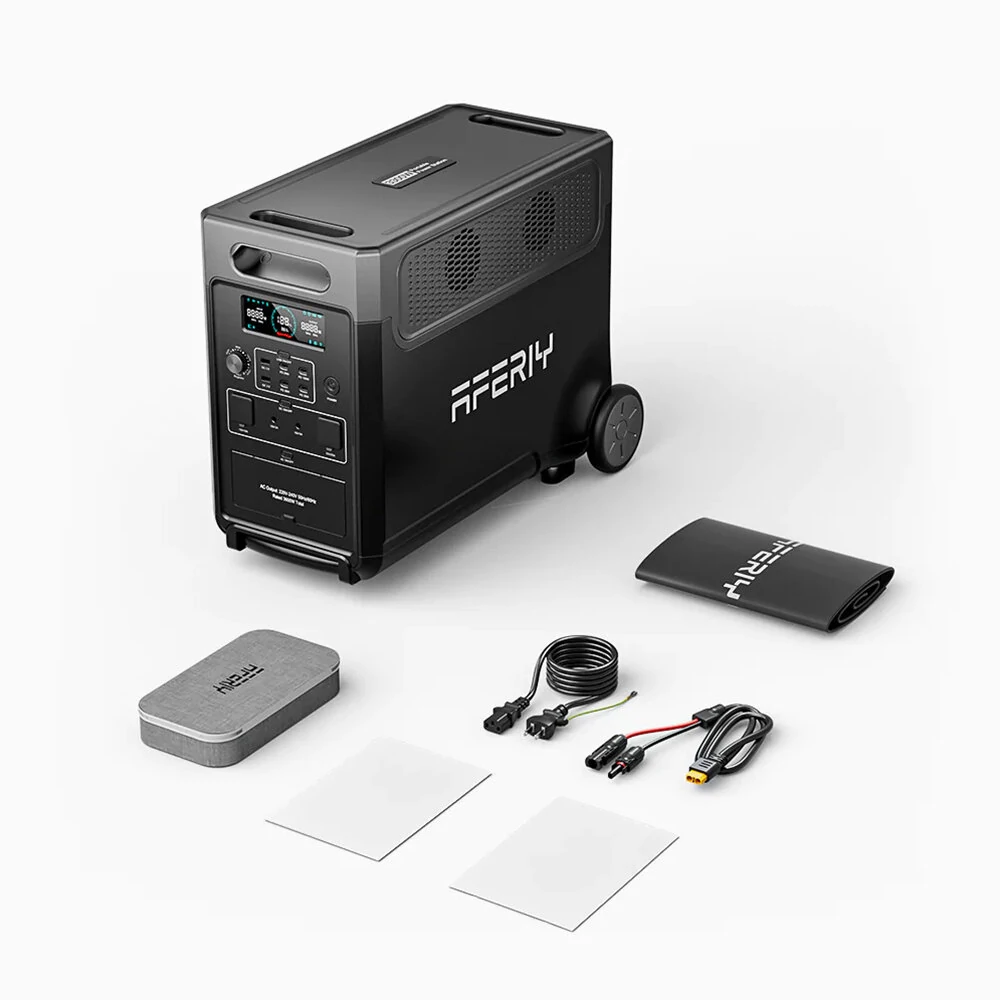 [EU Direct] Aferiy P310 Portable Power Station 3840Wh LiFePO4 Solar Generator 3600W AC Output, UPS Pure Sine Wave Fully Recharge in 1.5 Hours 13 Output Ports, LCD Screen with Rolling Wheels EU Plug