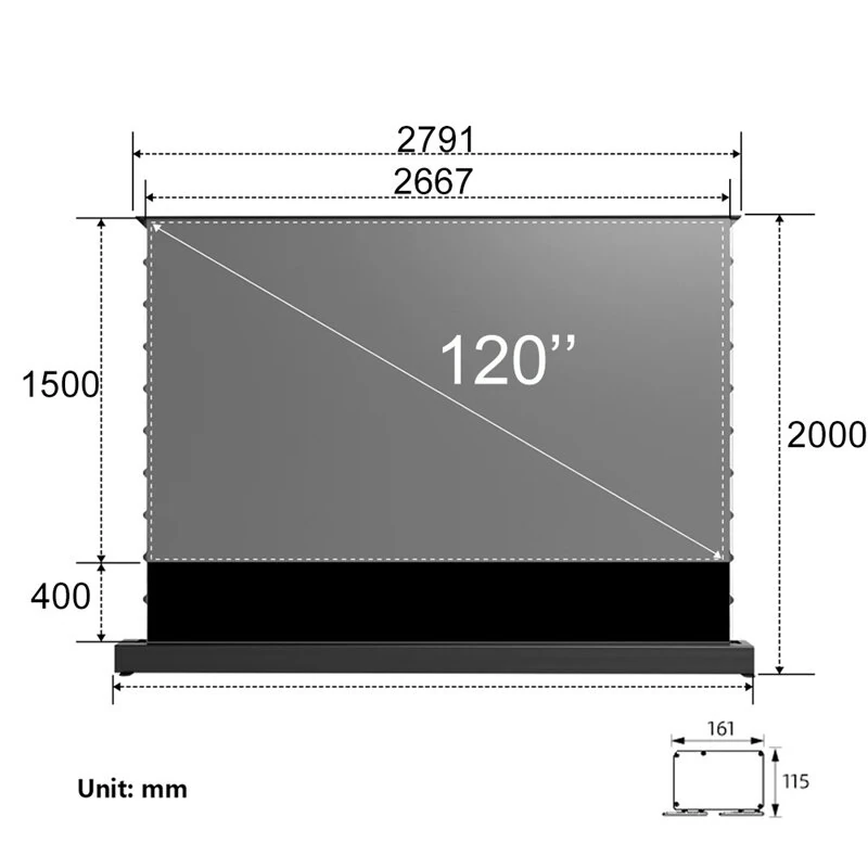 ProjeStar 120 Inch Electric Floor Rising UST Projector Screen 4K UHD ALR 170° Viewing Angle for Ultra Short Throw Laser Projectors Supports Daytime Viewing