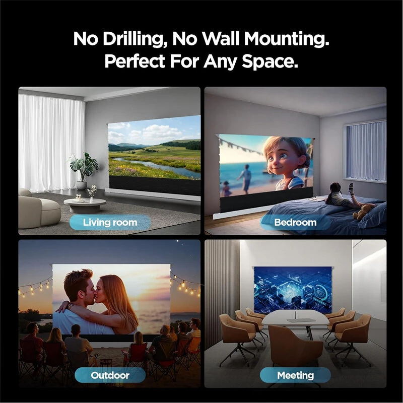 ProjeStar 120 Inch Electric Floor Rising UST Projector Screen 4K UHD ALR 170° Viewing Angle for Ultra Short Throw Laser Projectors Supports Daytime Viewing